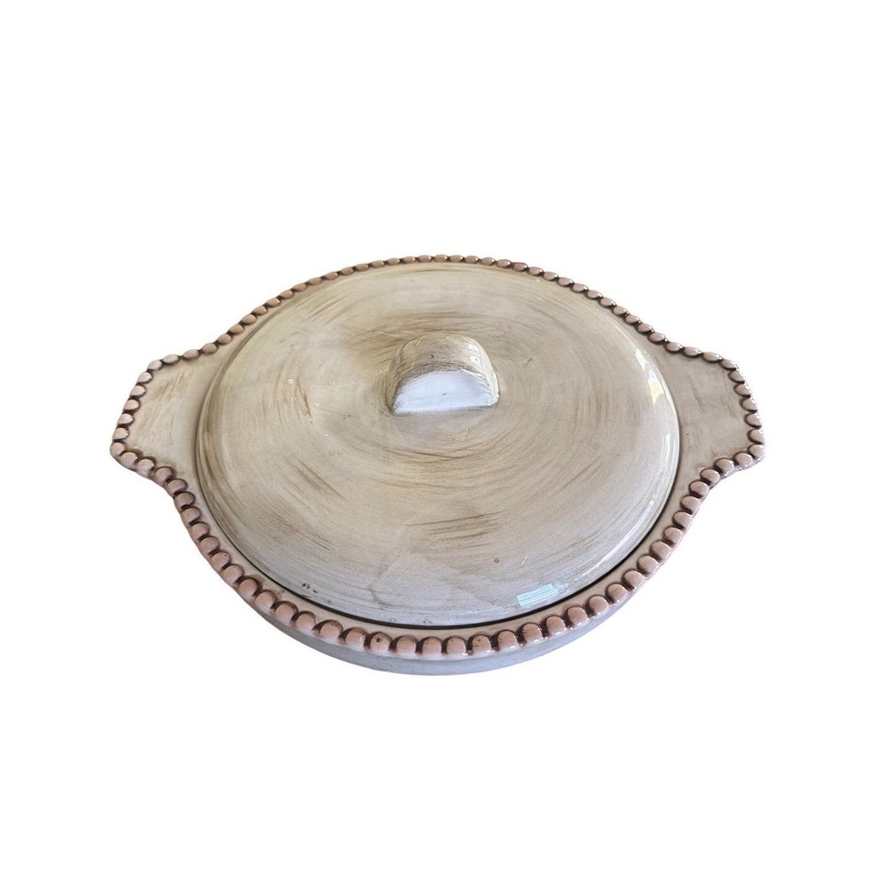Salinas Home Essentials Ceramic Covered Casserole Pie Dish 12" Farmhouse Cottage